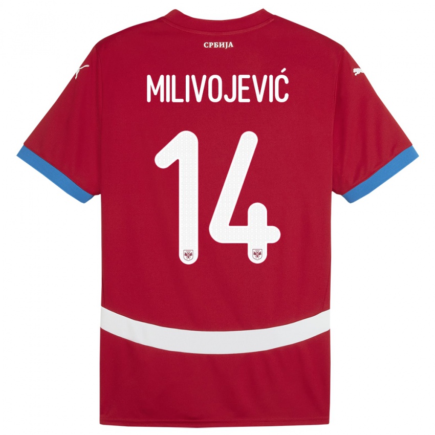 Férfi Szerbia Vesna Milivojevic #14 Piros Hazai Jersey 24-26 Mez Póló Ing