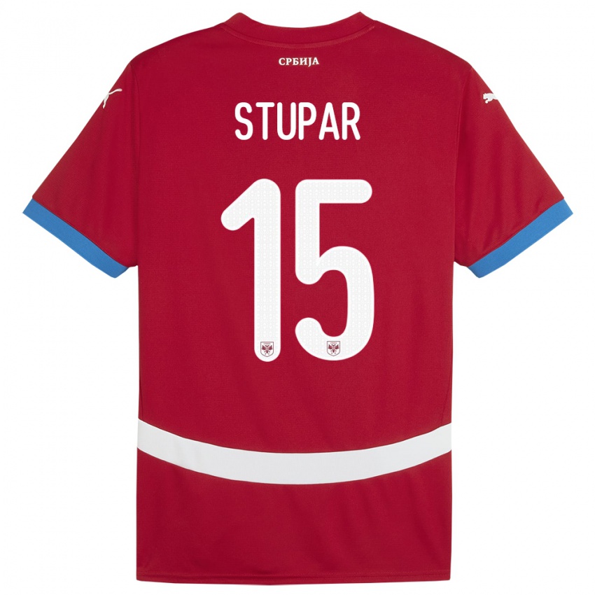 Férfi Szerbia Zivana Stupar #15 Piros Hazai Jersey 24-26 Mez Póló Ing