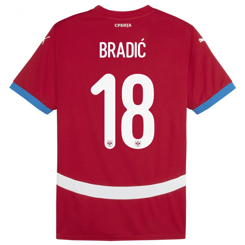 Férfi Szerbia Biljana Bradic #18 Piros Hazai Jersey 24-26 Mez Póló Ing