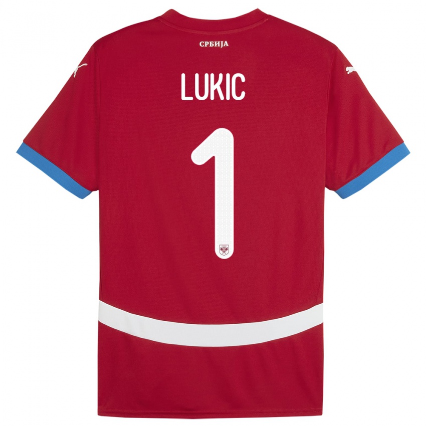 Férfi Szerbia Ognjen Lukic #1 Piros Hazai Jersey 24-26 Mez Póló Ing