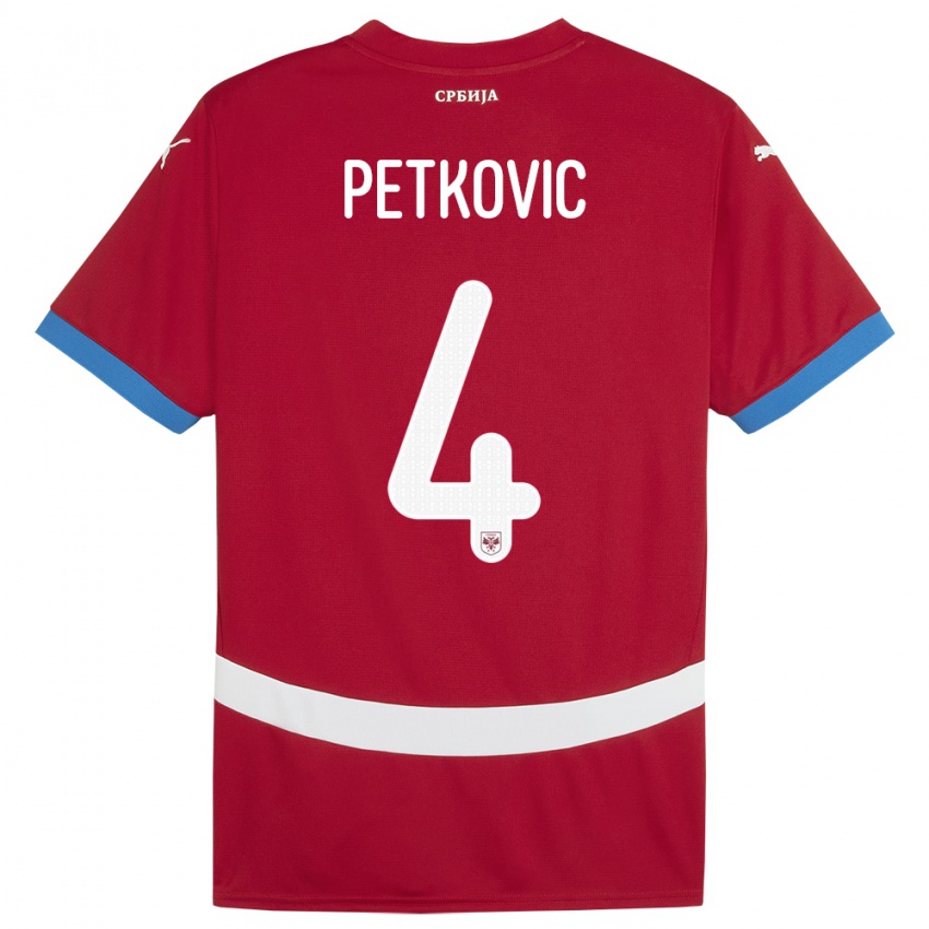 Férfi Szerbia Nikola Petkovic #4 Piros Hazai Jersey 24-26 Mez Póló Ing