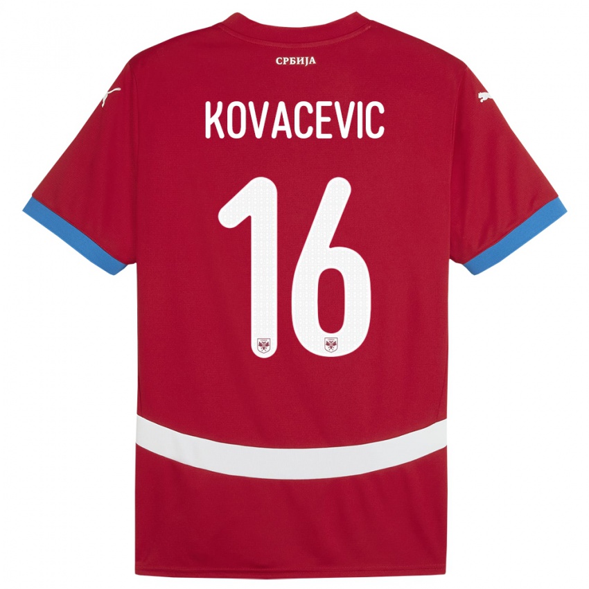 Férfi Szerbia Bojan Kovacevic #16 Piros Hazai Jersey 24-26 Mez Póló Ing