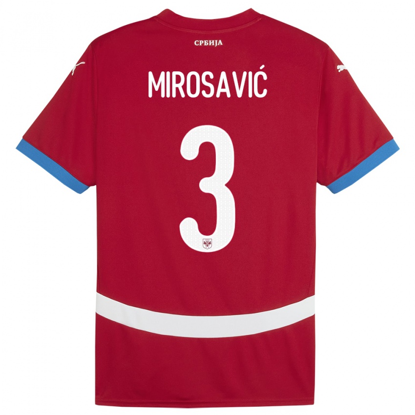 Férfi Szerbia Veljko Mirosavic #3 Piros Hazai Jersey 24-26 Mez Póló Ing