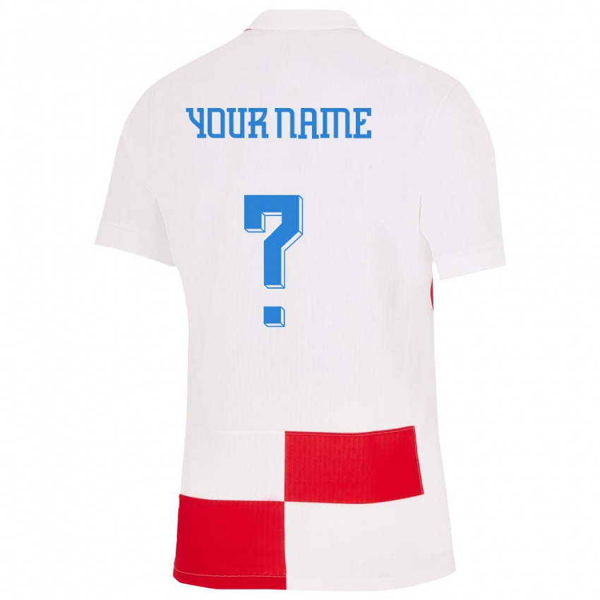 Férfi Horvátország Az Ön Neve #0 Fehér Piros Hazai Jersey 24-26 Mez Póló Ing