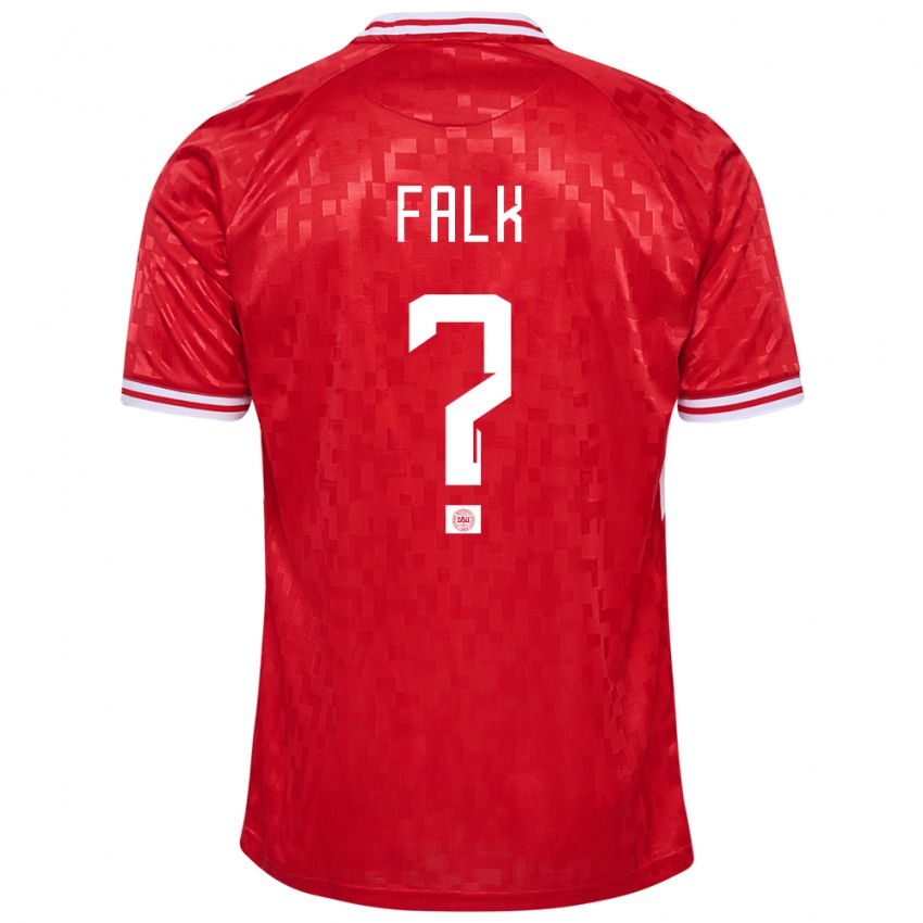 Férfi Dánia Lukas Falk #0 Piros Hazai Jersey 24-26 Mez Póló Ing