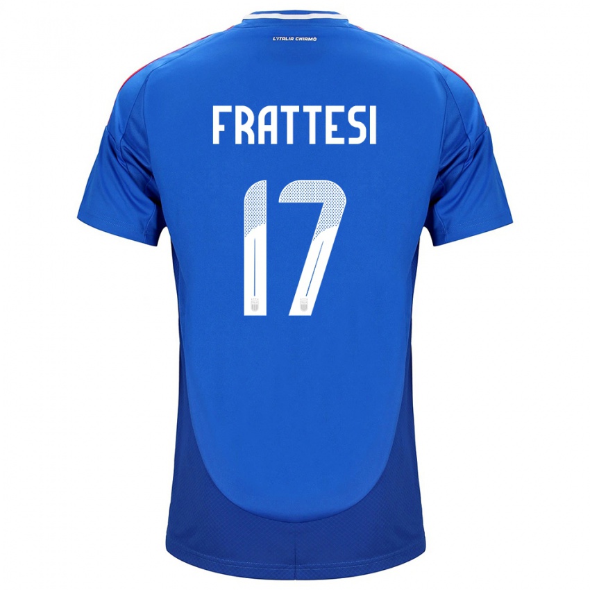 Férfi Olaszország Davide Frattesi #17 Kék Hazai Jersey 24-26 Mez Póló Ing