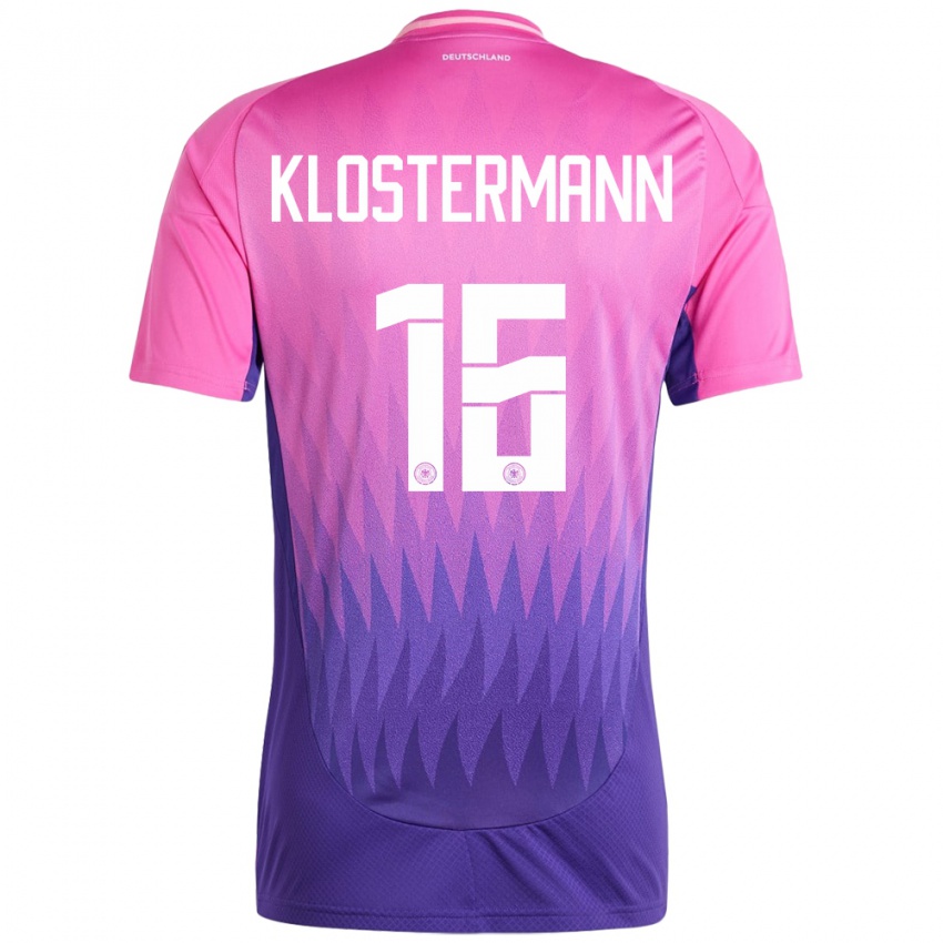 Férfi Németország Lukas Klostermann #16 Pink Lila Idegenbeli Jersey 24-26 Mez Póló Ing