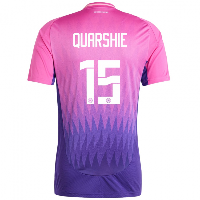 Férfi Németország Joshua Quarshie #15 Pink Lila Idegenbeli Jersey 24-26 Mez Póló Ing