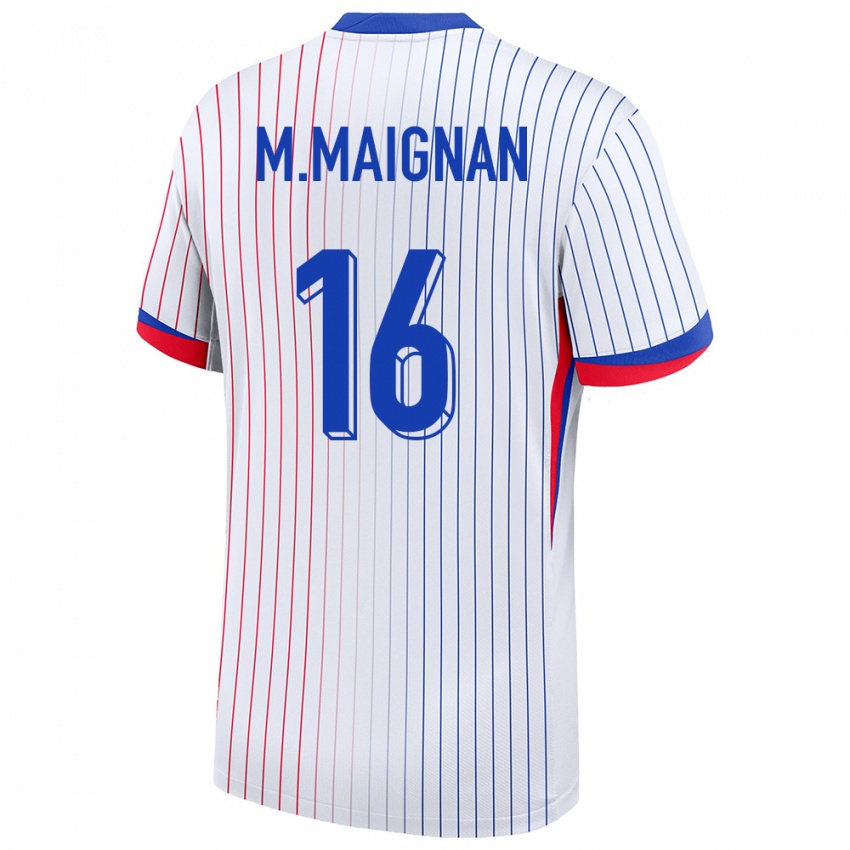 Férfi Franciaország Mike Maignan #16 Fehér Idegenbeli Jersey 24-26 Mez Póló Ing
