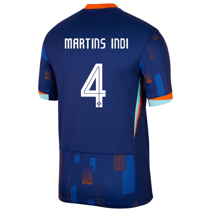 Férfi Hollandia Bruno Martins Indi #4 Kék Idegenbeli Jersey 24-26 Mez Póló Ing