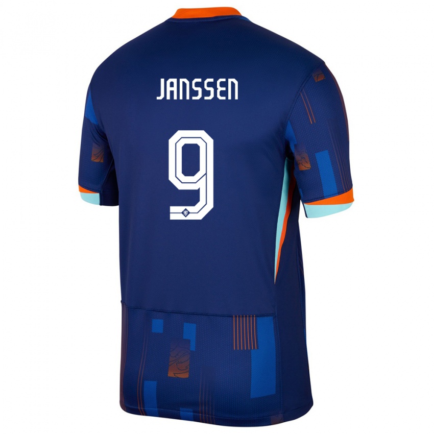 Férfi Hollandia Vincent Janssen #9 Kék Idegenbeli Jersey 24-26 Mez Póló Ing