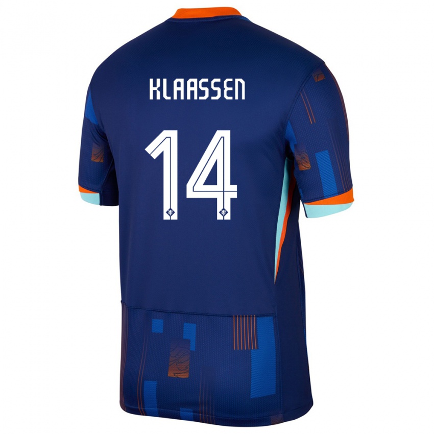Férfi Hollandia Davy Klaassen #14 Kék Idegenbeli Jersey 24-26 Mez Póló Ing