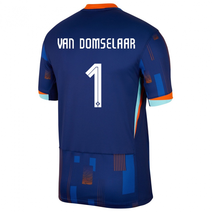 Férfi Hollandia Daphne Van Domselaar #1 Kék Idegenbeli Jersey 24-26 Mez Póló Ing