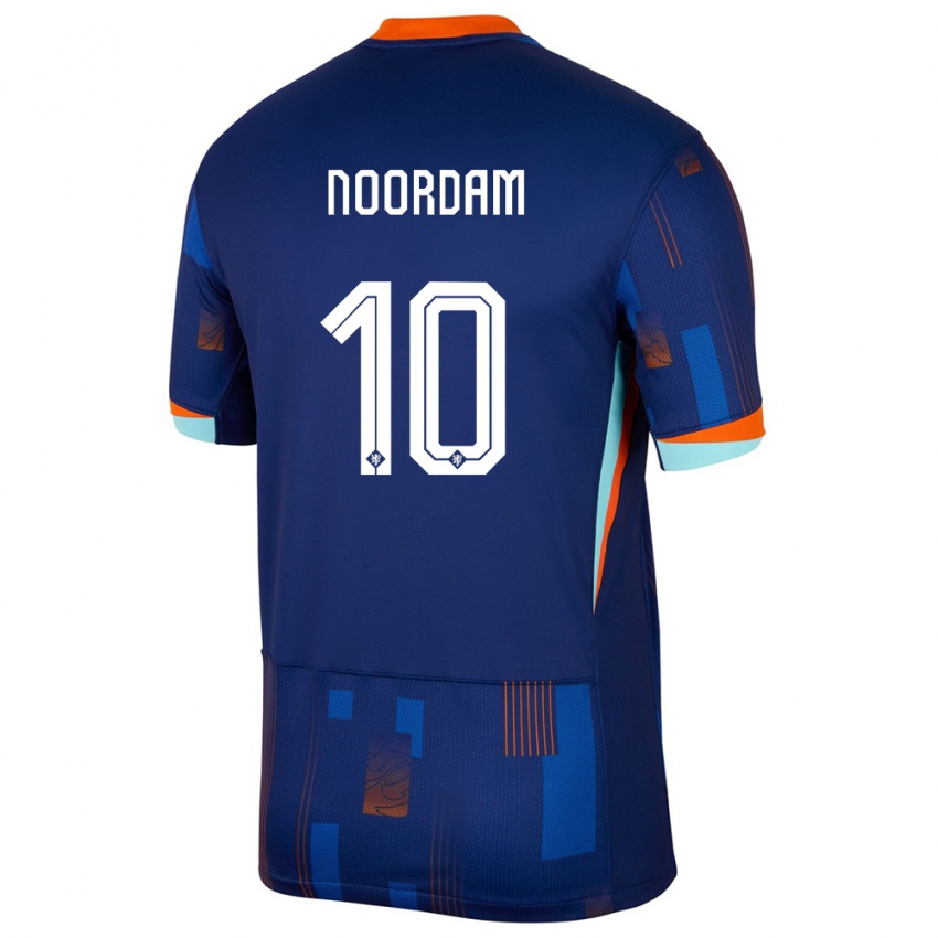 Férfi Hollandia Nadine Noordam #10 Kék Idegenbeli Jersey 24-26 Mez Póló Ing