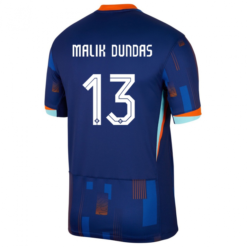 Férfi Hollandia Noa Malik Dundas #13 Kék Idegenbeli Jersey 24-26 Mez Póló Ing