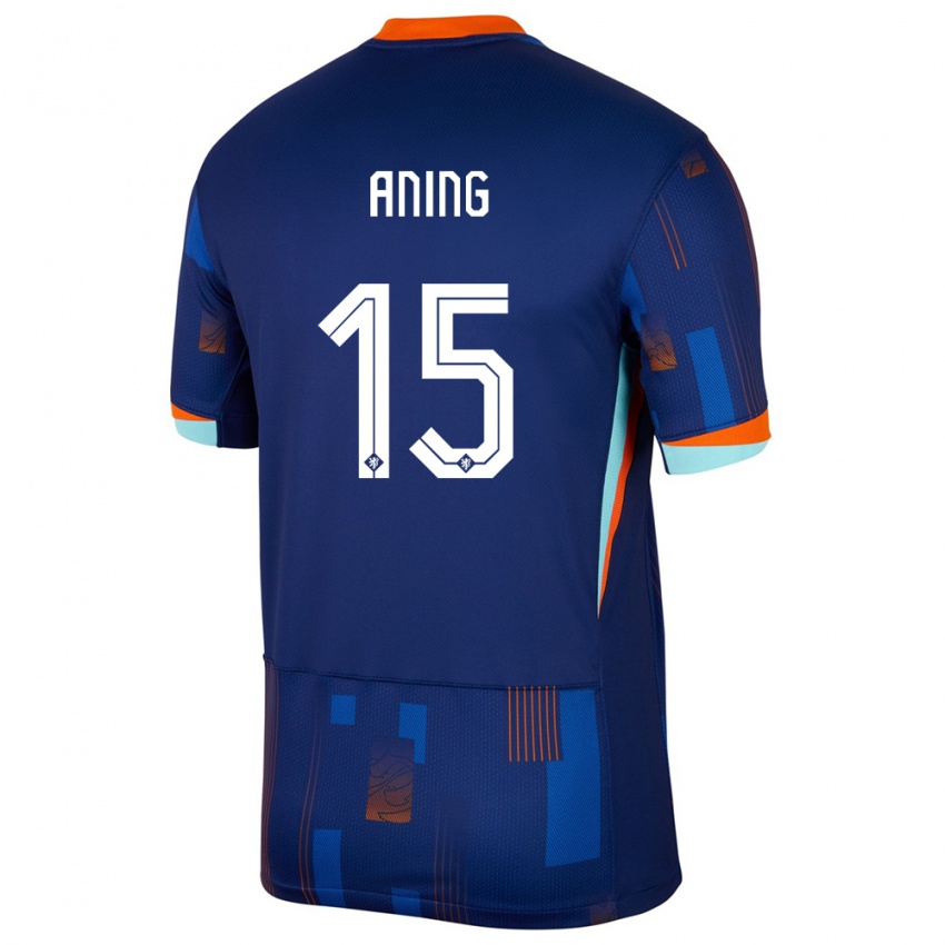 Férfi Hollandia Prince Aning #15 Kék Idegenbeli Jersey 24-26 Mez Póló Ing