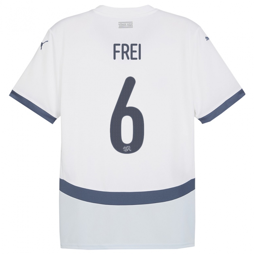 Férfi Svájc Fabian Frei #6 Fehér Idegenbeli Jersey 24-26 Mez Póló Ing