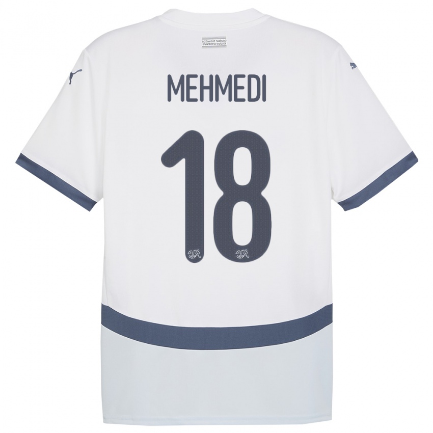 Férfi Svájc Admir Mehmedi #18 Fehér Idegenbeli Jersey 24-26 Mez Póló Ing