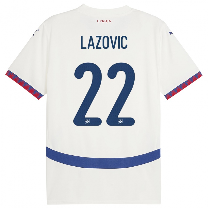 Férfi Szerbia Darko Lazovic #22 Fehér Idegenbeli Jersey 24-26 Mez Póló Ing