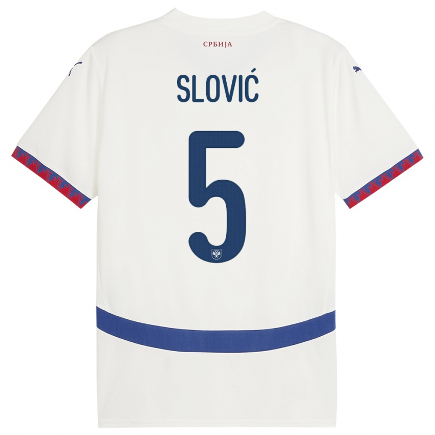 Férfi Szerbia Violeta Slovic #5 Fehér Idegenbeli Jersey 24-26 Mez Póló Ing