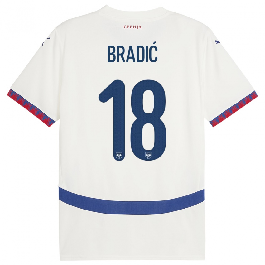Férfi Szerbia Biljana Bradic #18 Fehér Idegenbeli Jersey 24-26 Mez Póló Ing