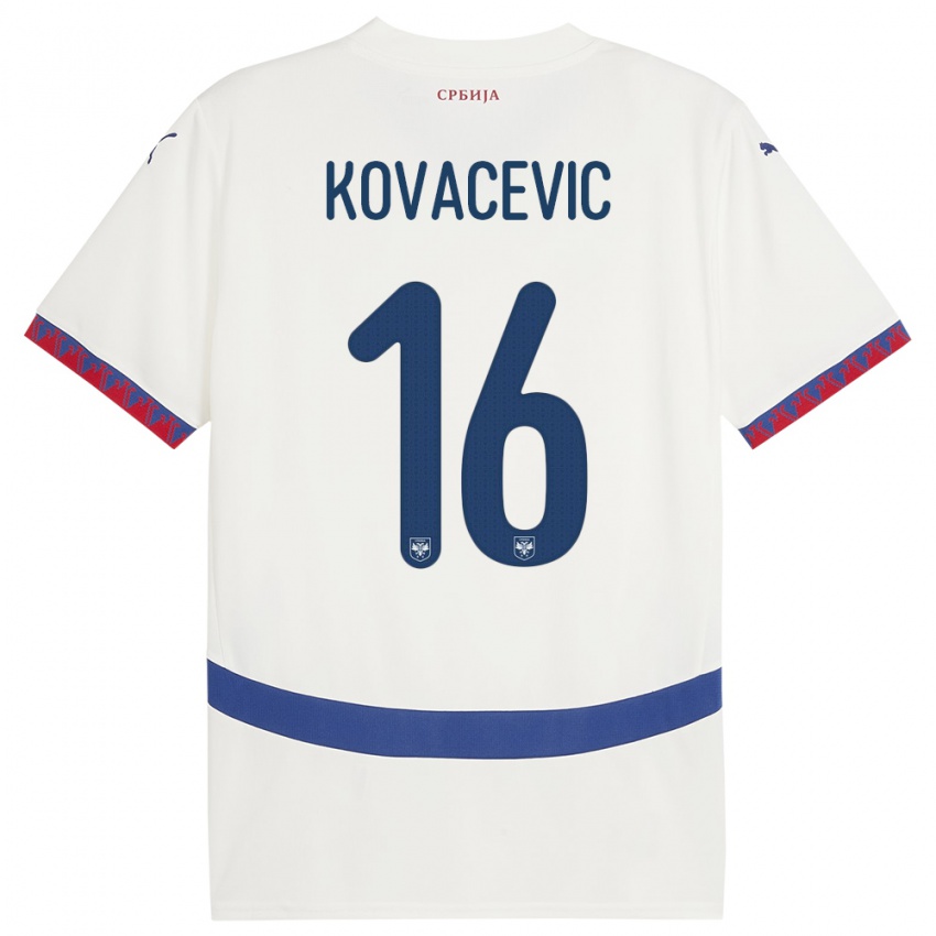 Férfi Szerbia Bojan Kovacevic #16 Fehér Idegenbeli Jersey 24-26 Mez Póló Ing