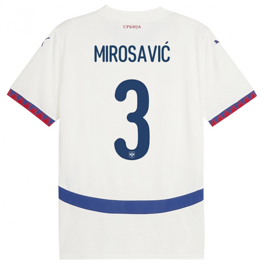 Férfi Szerbia Veljko Mirosavic #3 Fehér Idegenbeli Jersey 24-26 Mez Póló Ing