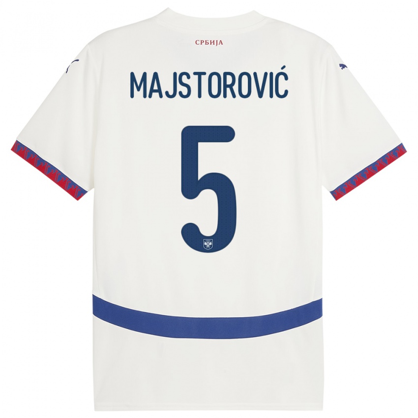 Férfi Szerbia Milan Majstorovic #5 Fehér Idegenbeli Jersey 24-26 Mez Póló Ing