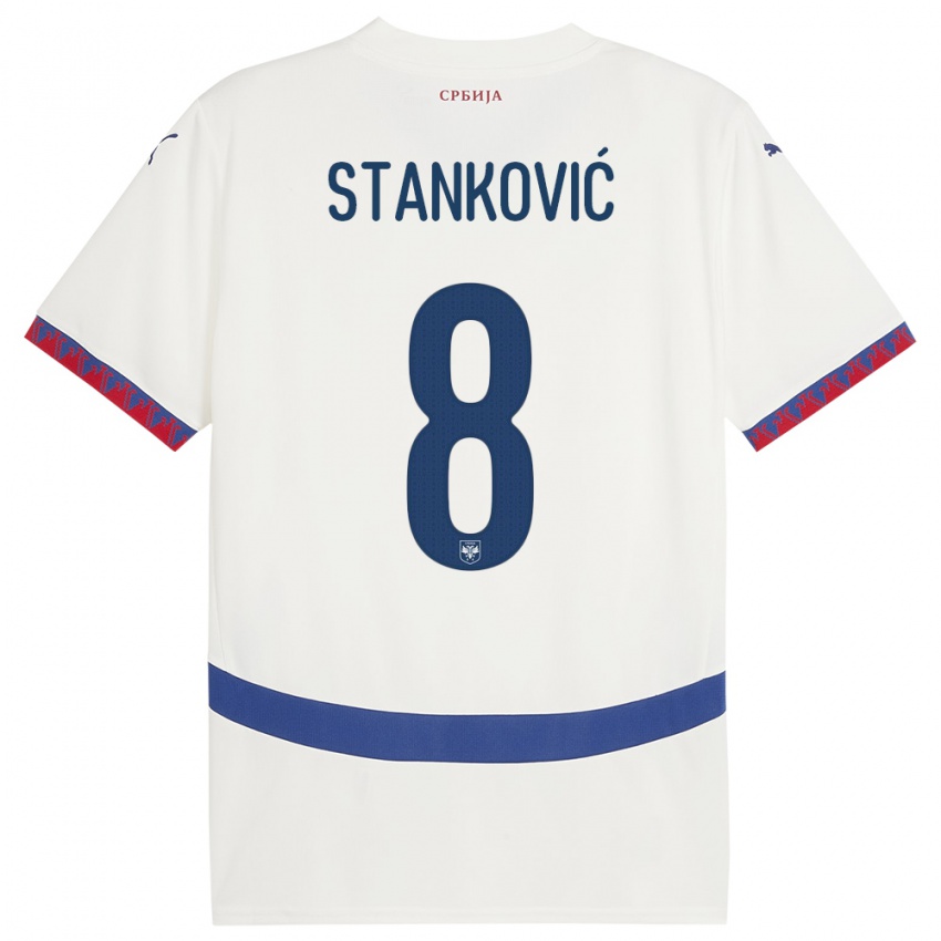 Férfi Szerbia Aleksandar Stankovic #8 Fehér Idegenbeli Jersey 24-26 Mez Póló Ing