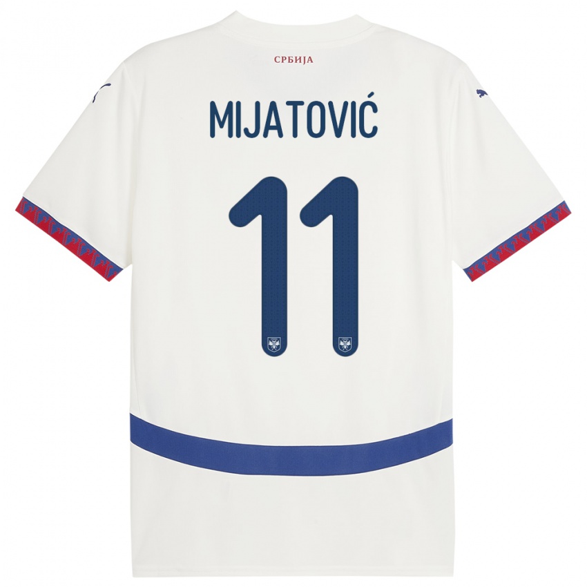 Férfi Szerbia Jovan Mijatovic #11 Fehér Idegenbeli Jersey 24-26 Mez Póló Ing