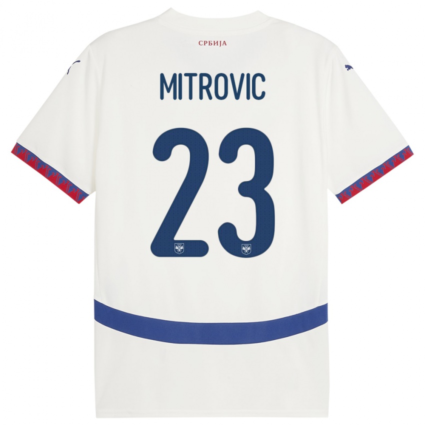 Férfi Szerbia Vuk Mitrovic #23 Fehér Idegenbeli Jersey 24-26 Mez Póló Ing