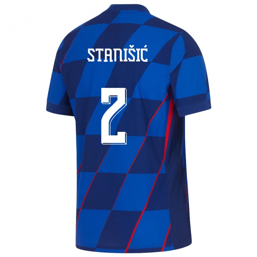 Férfi Horvátország Josip Stanisic #2 Kék Idegenbeli Jersey 24-26 Mez Póló Ing