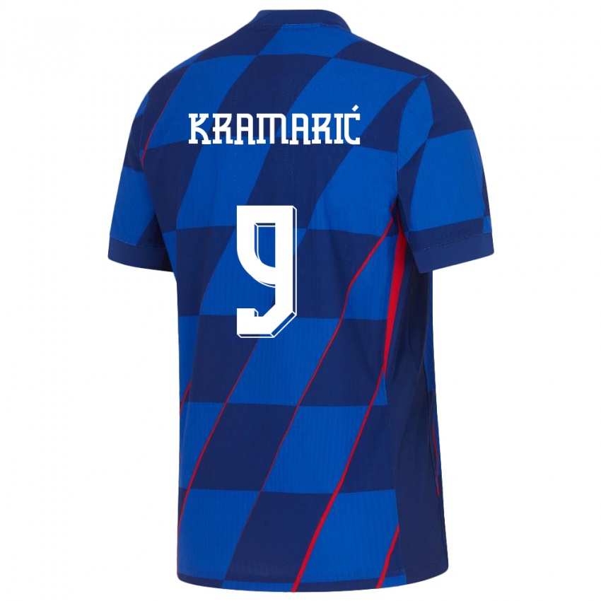 Férfi Horvátország Andrej Kramaric #9 Kék Idegenbeli Jersey 24-26 Mez Póló Ing