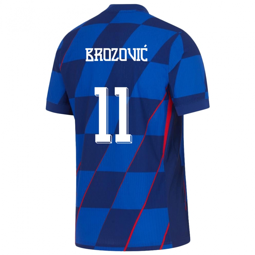 Férfi Horvátország Marcelo Brozovic #11 Kék Idegenbeli Jersey 24-26 Mez Póló Ing