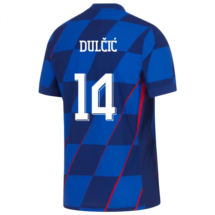 Férfi Horvátország Antonia Dulcic #14 Kék Idegenbeli Jersey 24-26 Mez Póló Ing