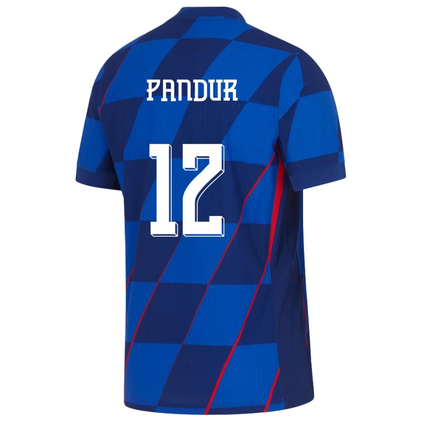 Férfi Horvátország Ivor Pandur #12 Kék Idegenbeli Jersey 24-26 Mez Póló Ing