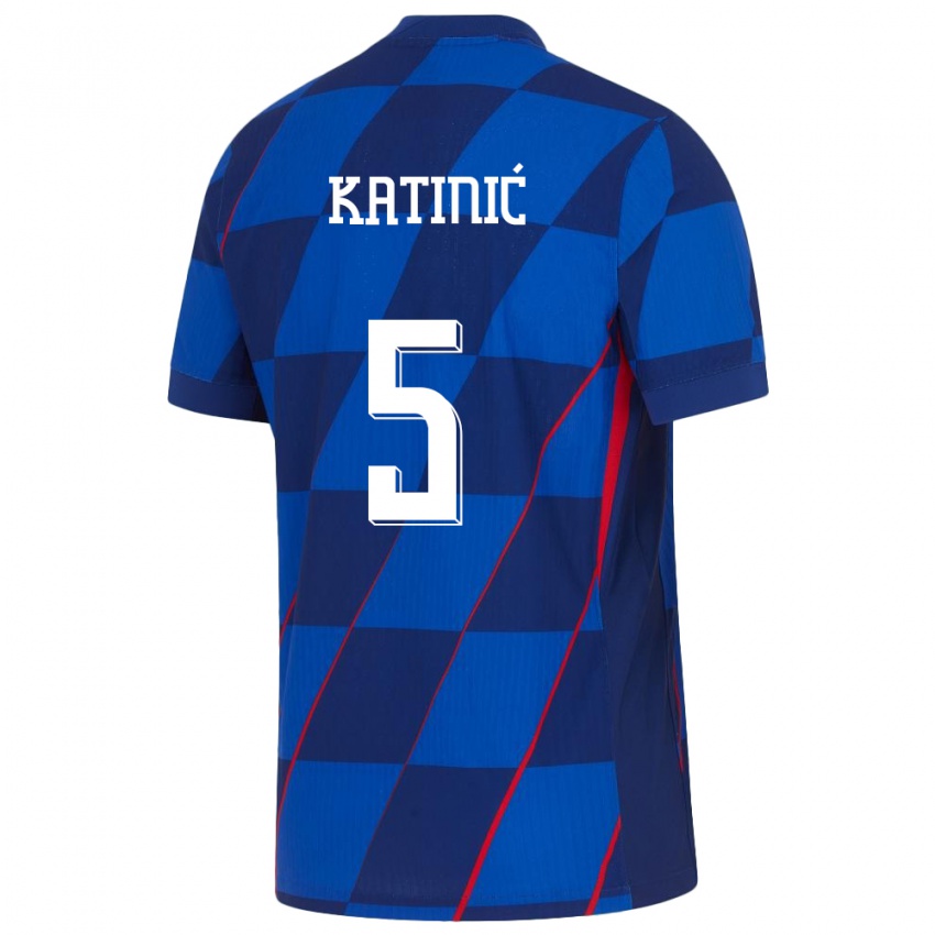 Férfi Horvátország Maro Katinic #5 Kék Idegenbeli Jersey 24-26 Mez Póló Ing