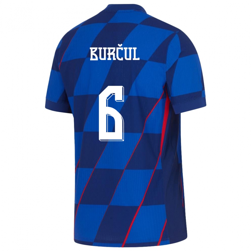 Férfi Horvátország Bruno Burcul #6 Kék Idegenbeli Jersey 24-26 Mez Póló Ing