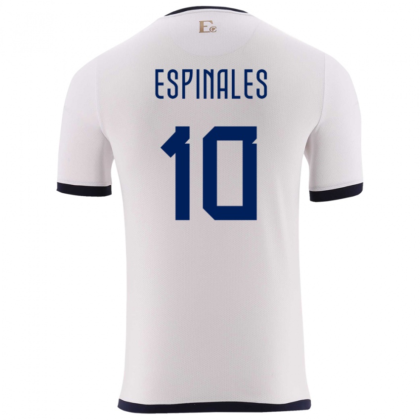 Férfi Ecuador Joselyn Espinales #10 Fehér Idegenbeli Jersey 24-26 Mez Póló Ing