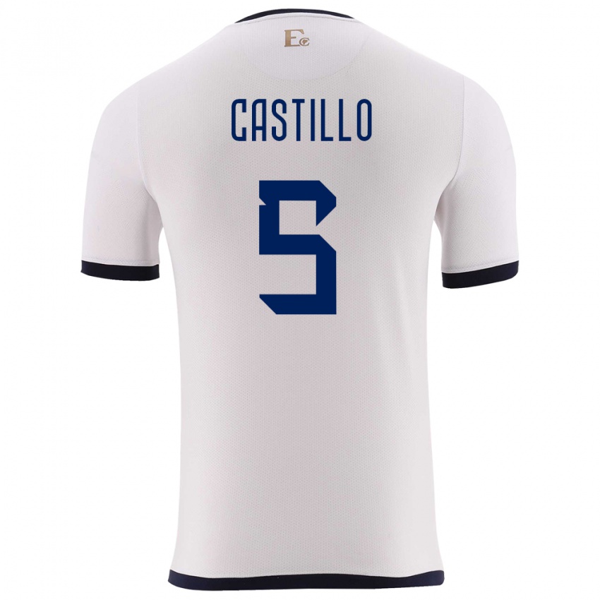 Férfi Ecuador Denil Castillo #5 Fehér Idegenbeli Jersey 24-26 Mez Póló Ing