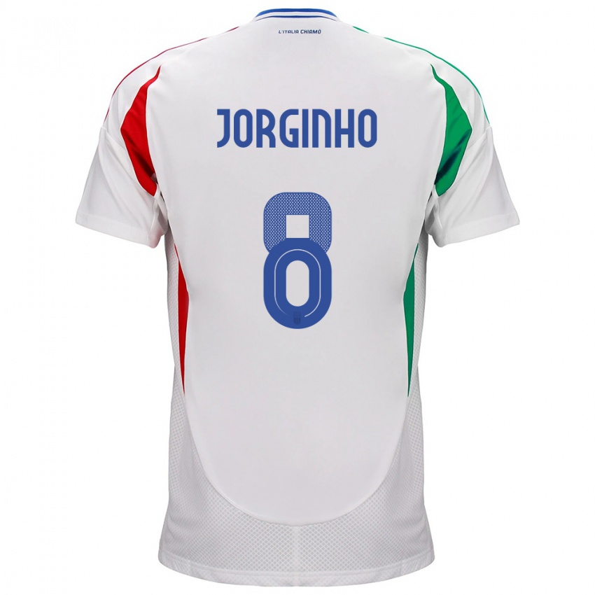 Férfi Olaszország Jorginho #8 Fehér Idegenbeli Jersey 24-26 Mez Póló Ing