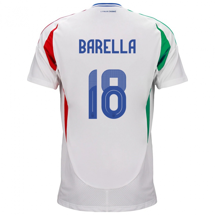 Férfi Olaszország Nicolò Barella #18 Fehér Idegenbeli Jersey 24-26 Mez Póló Ing