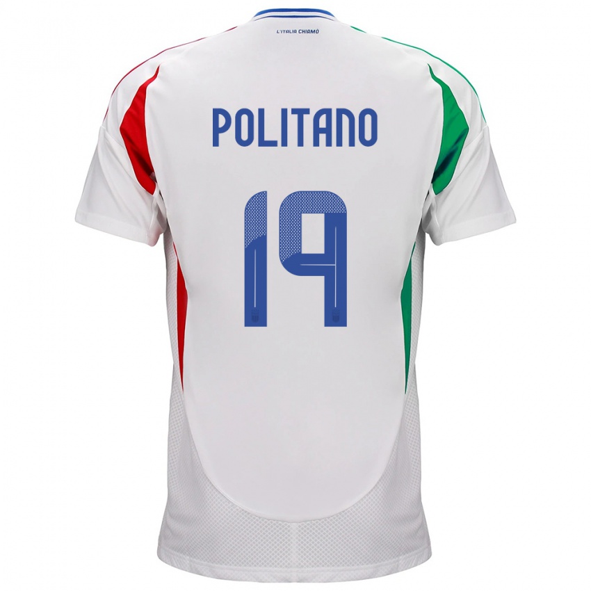 Férfi Olaszország Matteo Politano #19 Fehér Idegenbeli Jersey 24-26 Mez Póló Ing