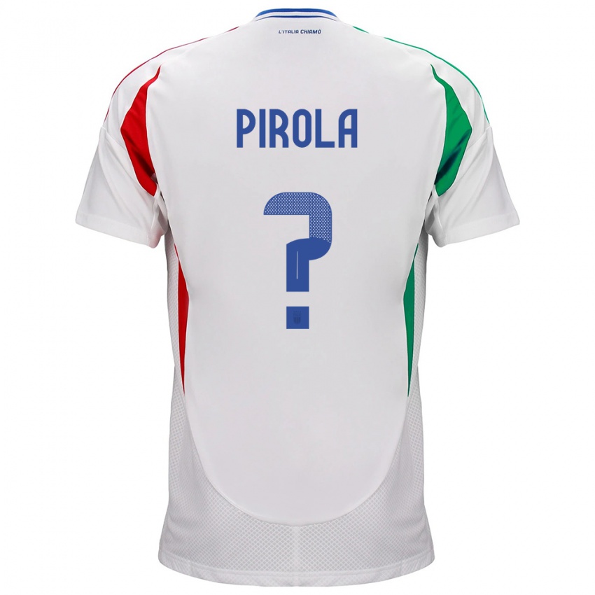 Férfi Olaszország Lorenzo Pirola #0 Fehér Idegenbeli Jersey 24-26 Mez Póló Ing
