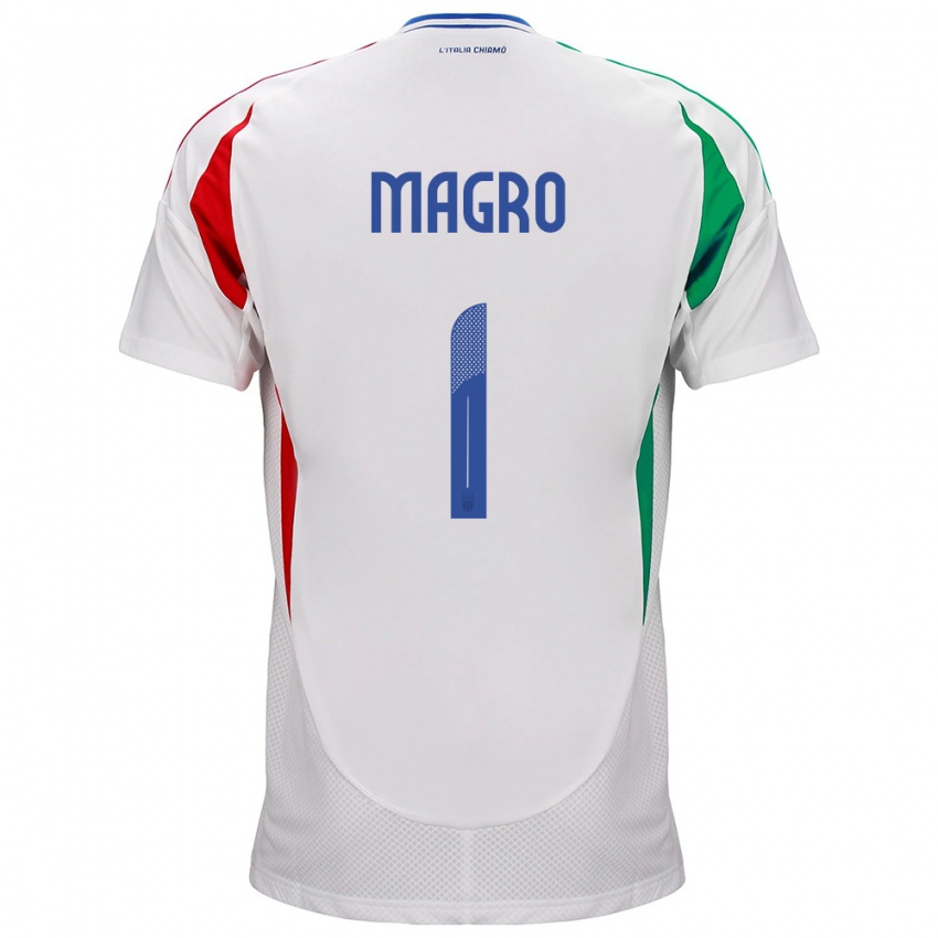 Férfi Olaszország Federico Magro #1 Fehér Idegenbeli Jersey 24-26 Mez Póló Ing