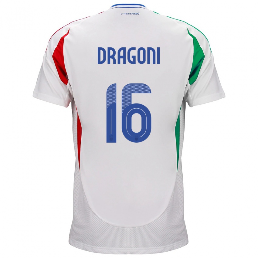 Férfi Olaszország Giulia Dragoni #16 Fehér Idegenbeli Jersey 24-26 Mez Póló Ing