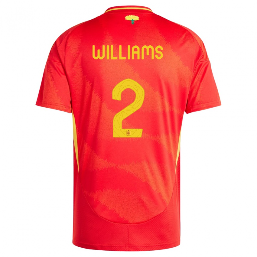 Női Spanyolország Nico Williams #2 Piros Hazai Jersey 24-26 Mez Póló Ing