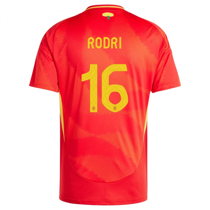 Női Spanyolország Rodri #16 Piros Hazai Jersey 24-26 Mez Póló Ing