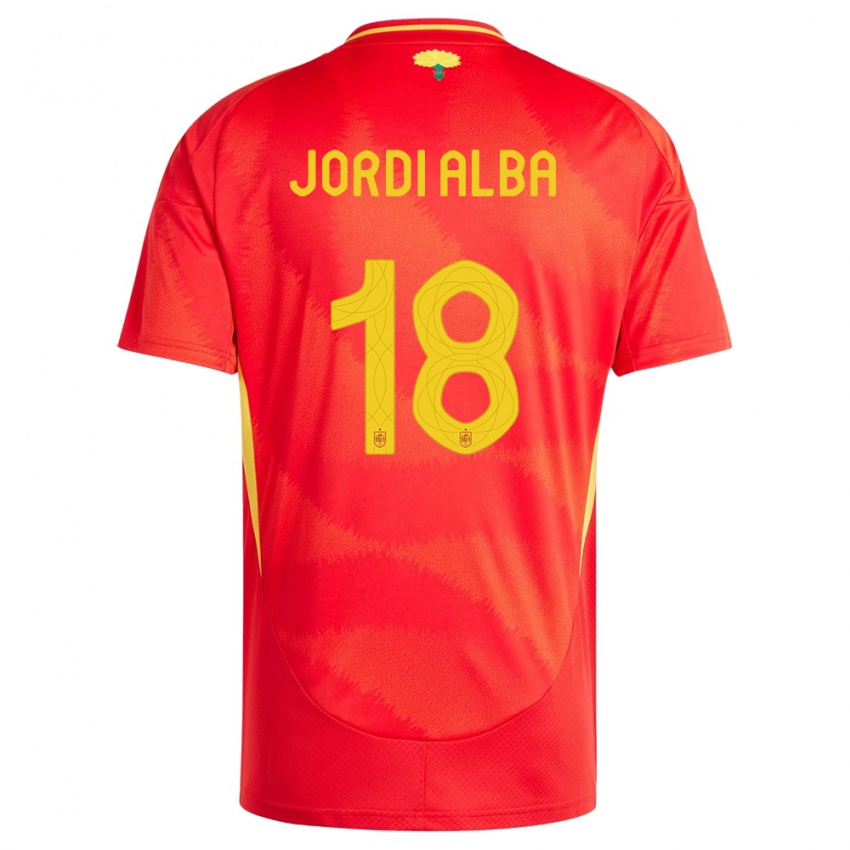 Női Spanyolország Jordi Alba #18 Piros Hazai Jersey 24-26 Mez Póló Ing
