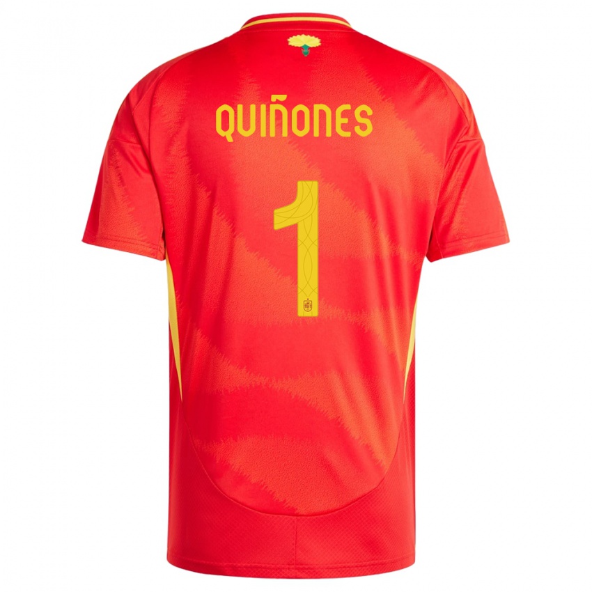 Női Spanyolország Mariasun Quinones #1 Piros Hazai Jersey 24-26 Mez Póló Ing